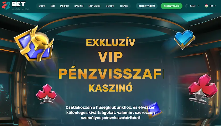 22Bet kaszinó VIP promóciók