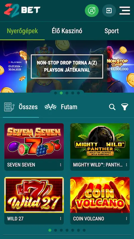 22Bet Mobil Kaszinó