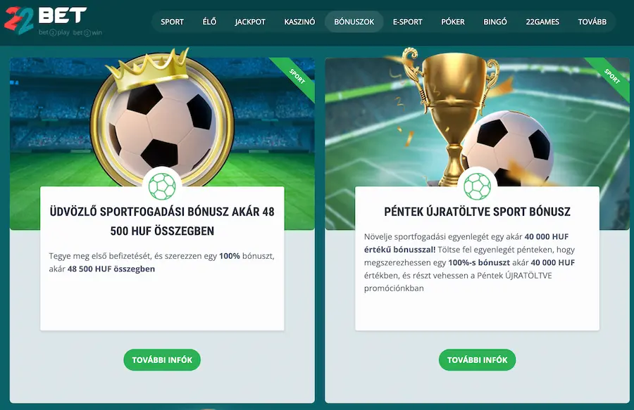 22Bet Sport Bónusz