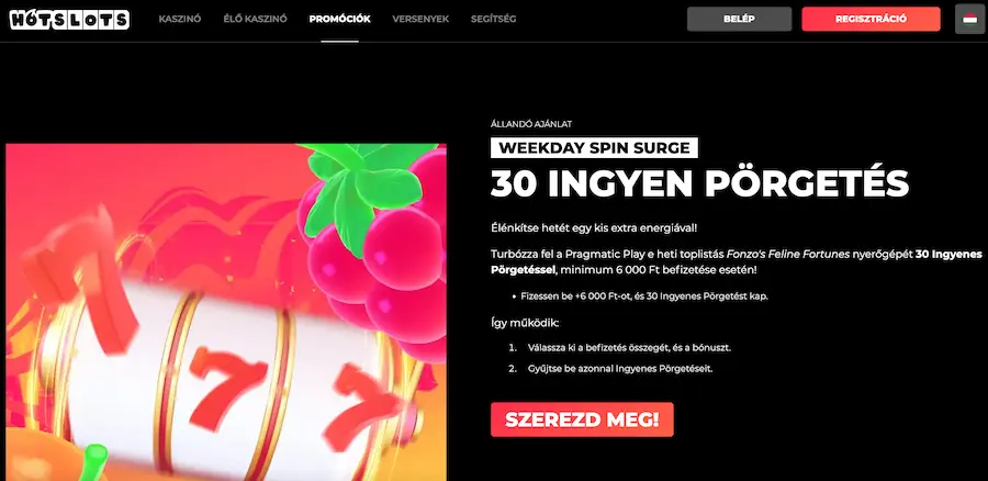 Hot Slots 30 ingyen pörgetés